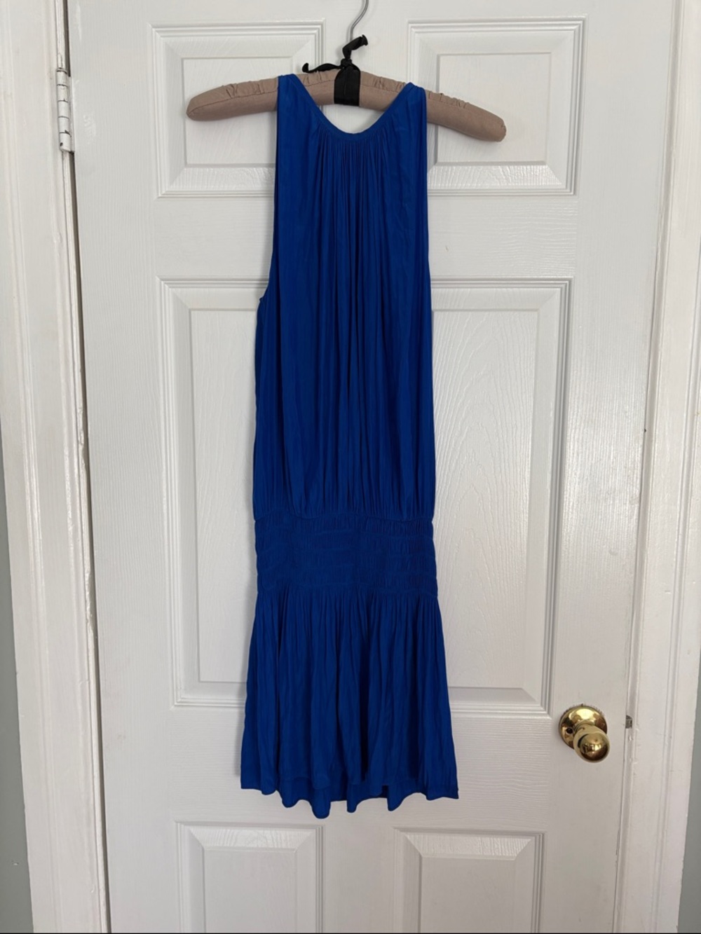 Ramy Brook Bold Royal Blue Sleeveless Gathered Waist Mini Dress size M